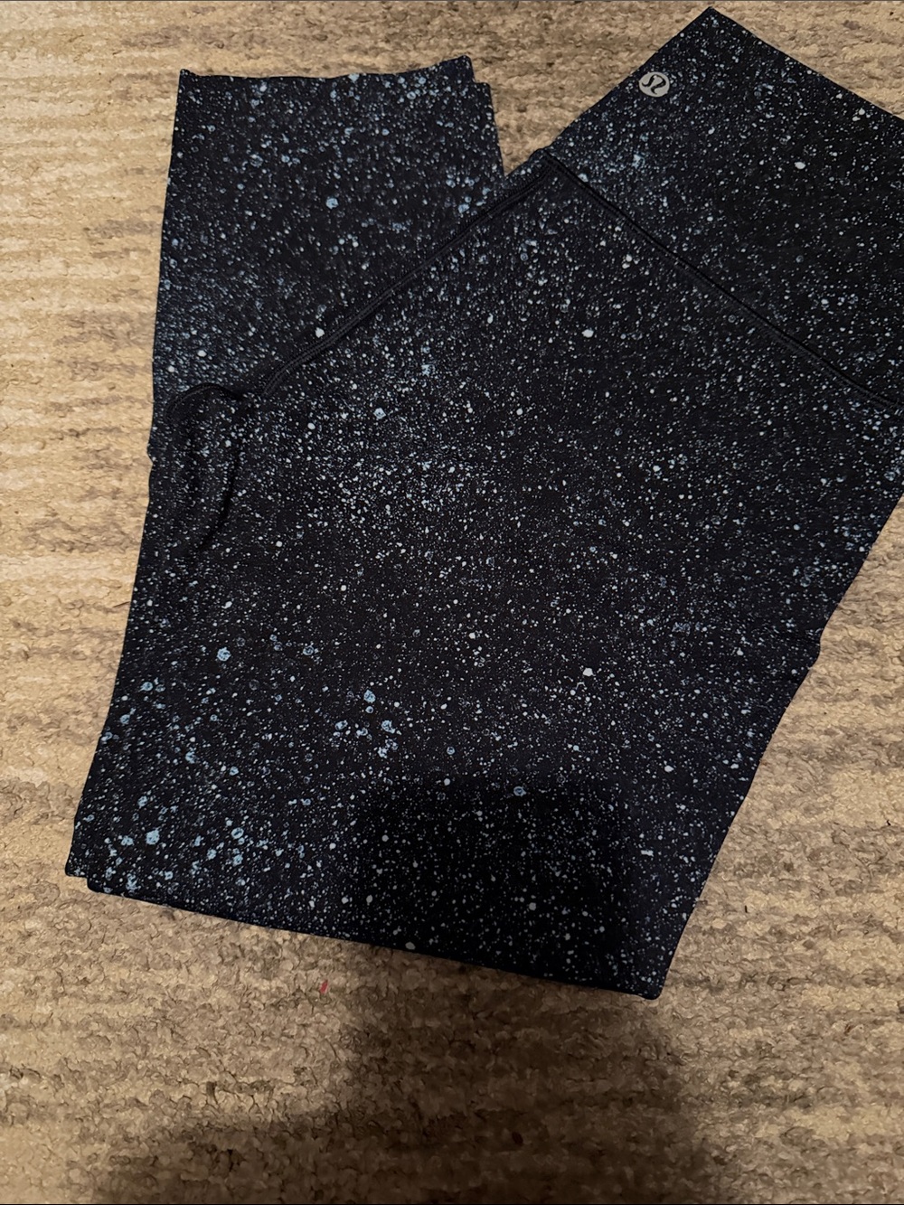 lululemon athletica Black Leggings with Light Blue Speckle Print